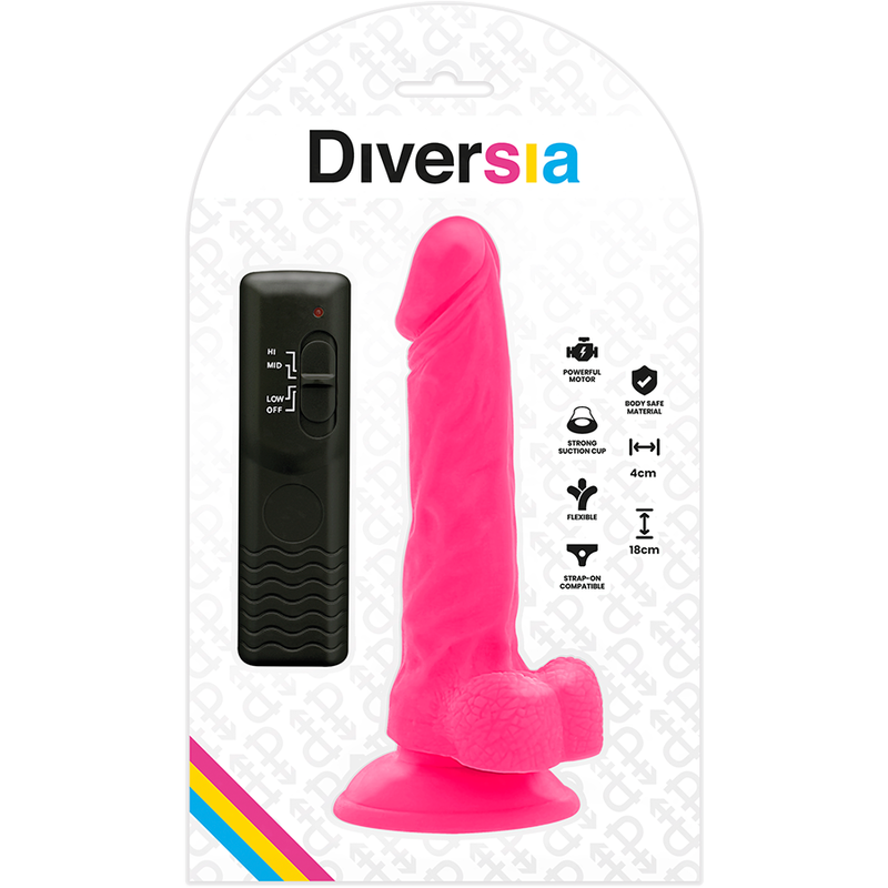 DIVERSIA - DILDO REALISTICO FLESSIBILE VIBRANTE ROSA 18 CM -O- 4 CM