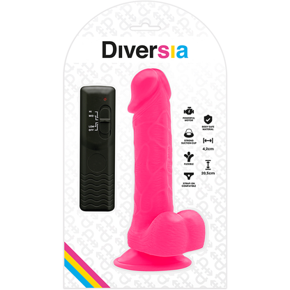 DIVERSIA - DILDO REALISTICO FLESSIBILE VIBRANTE ROSA 20,5 CM -O- 4,2 CM