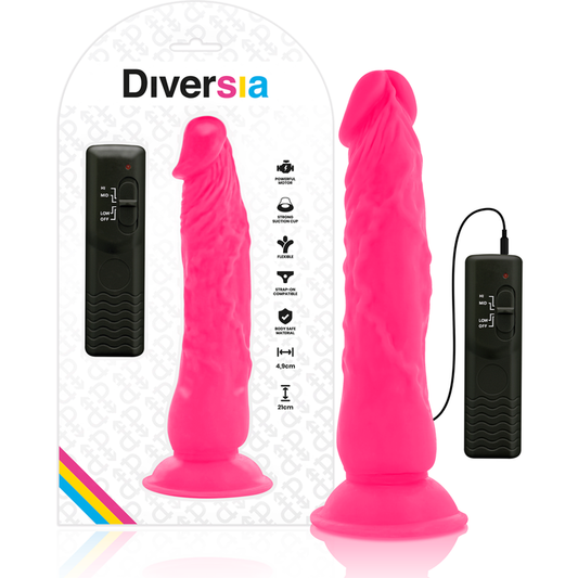 DIVERSIA - DILDO REALISTICO FLESSIBILE VIBRANTE ROSA 21 CM -O- 4,9 CM