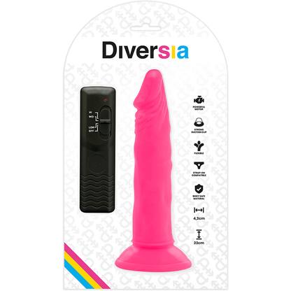 DIVERSIA - DILDO REALISTICO FLESSIBILE VIBRANTE ROSA 23 CM -O- 4,3 CM