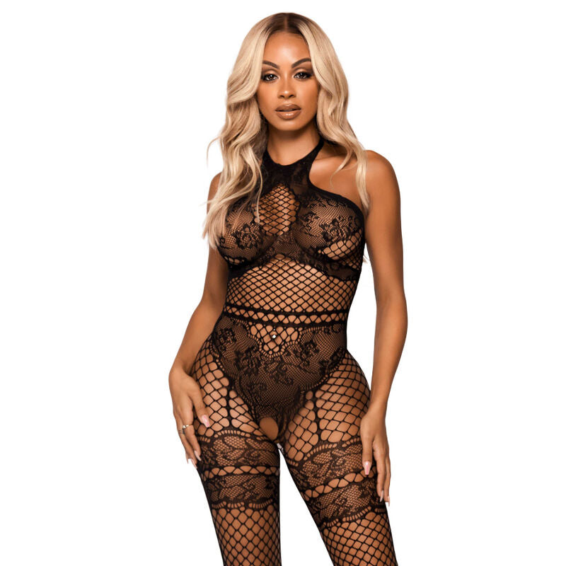 LEG AVENUE - BODYSTOCKING CON COLLO ALTO TAGLIA UNICA - NERO