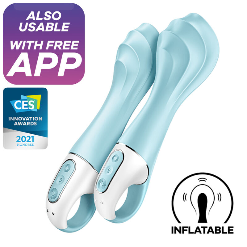 SATISFYER - VIBRATORE A POMPA D'ARIA 5+ VIBRATORE GONFIABILE PUNTO G APP BLU