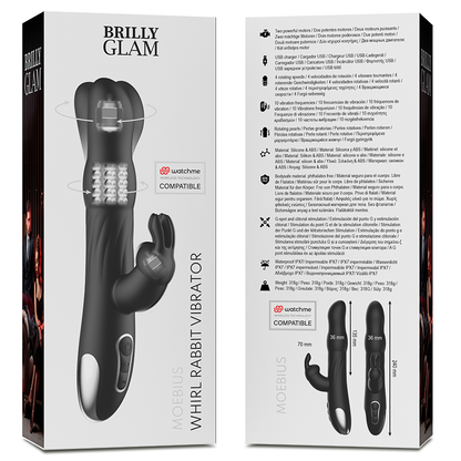 BRILLY GLAM - VIBRATORE E ROTATORE MOEBIUS RABBIT COMPATIBILE CON LA TECNOLOGIA WIRELESS WATCHME