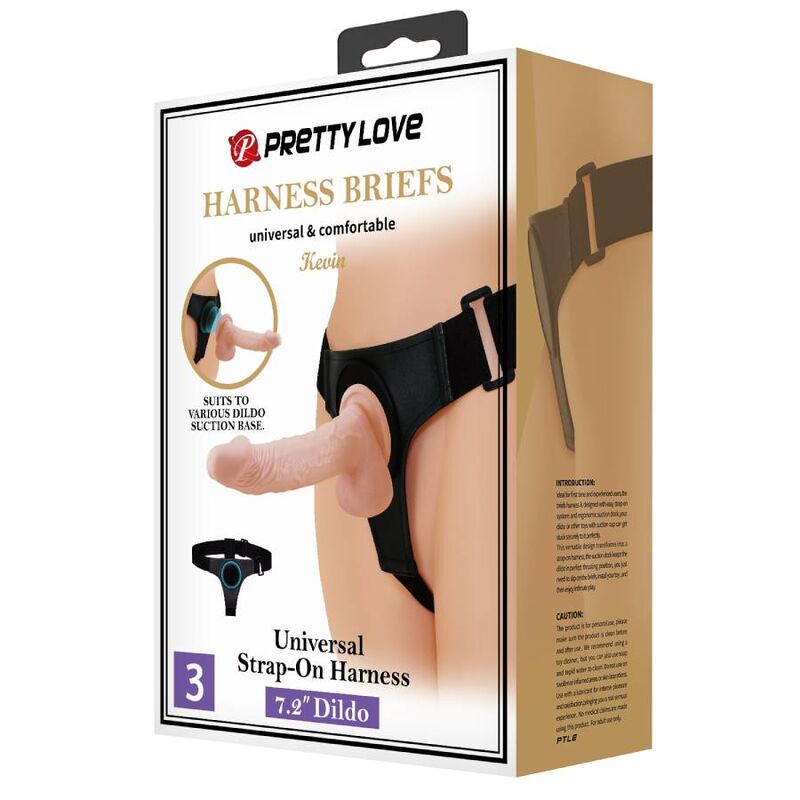 PRETTY LOVE - IMBRACATURA SLIP UNIVERSALE CON DILDO KEVIN 19 CM NATURALE