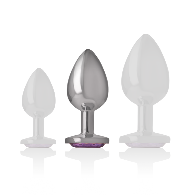 INTENSO - PLUG ANALE IN METALLO ALLUMINIO CON VETRO VIOLA TAGLIA M