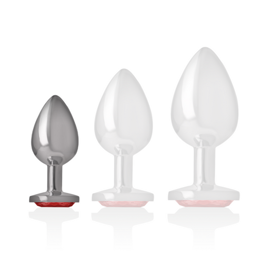 INTENSE - PLUG ANALE IN METALLO E ALLUMINIO CON VETRO ROSSO TAGLIA S