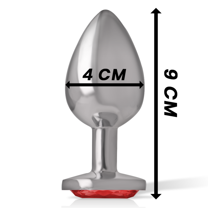 INTENSO - PLUG ANALE IN METALLO ALLUMINIO CON VETRO ROSSO TAGLIA L