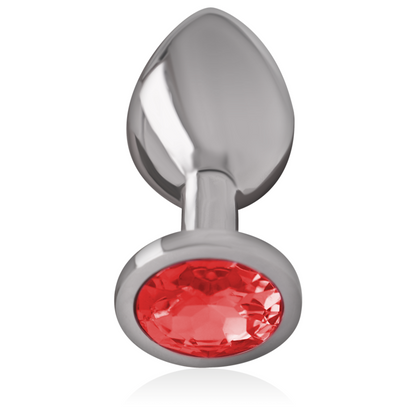 INTENSO - PLUG ANALE IN METALLO ALLUMINIO CON VETRO ROSSO TAGLIA L