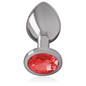 INTENSO - PLUG ANALE IN METALLO ALLUMINIO CON VETRO ROSSO TAGLIA L