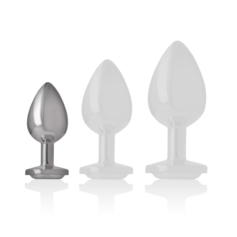 INTENSO - PLUG ANALE IN ALLUMINIO E VETRO ARGENTATO TAGLIA S