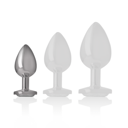 INTENSO - PLUG ANALE IN ALLUMINIO E VETRO ARGENTATO TAGLIA S