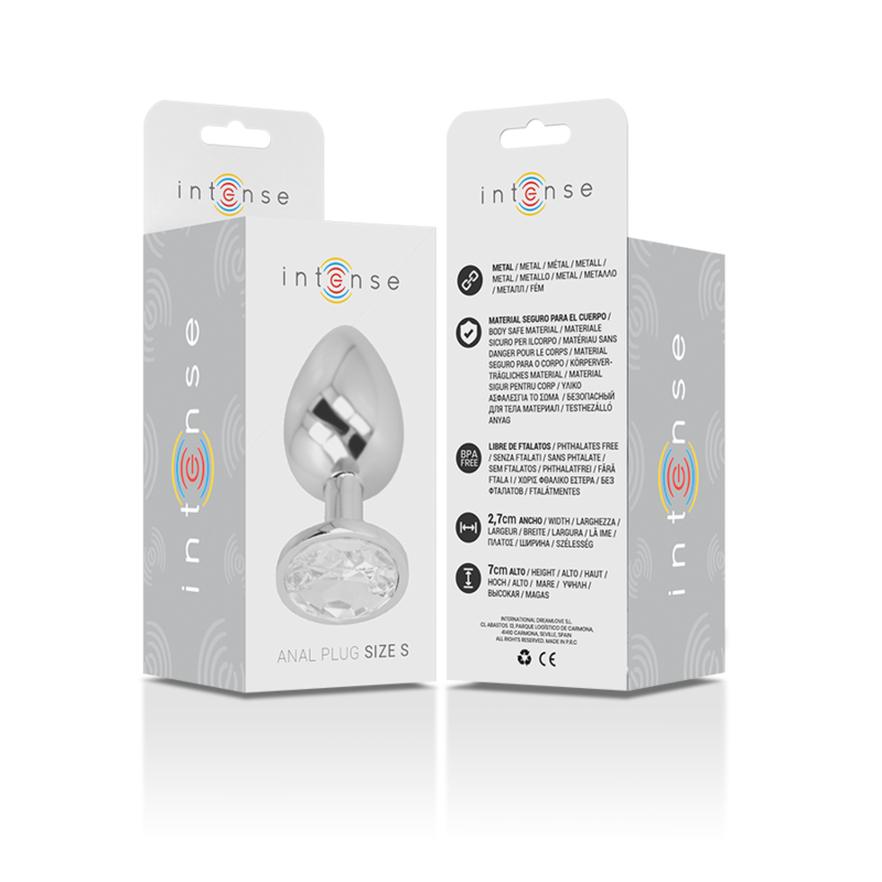 INTENSO - PLUG ANALE IN ALLUMINIO E VETRO ARGENTATO TAGLIA S