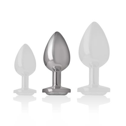 INTENSO - PLUG ANALE IN METALLO ALLUMINIO CON VETRO ARGENTATO TAGLIA M
