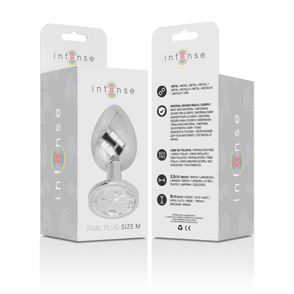 INTENSO - PLUG ANALE IN METALLO ALLUMINIO CON VETRO ARGENTATO TAGLIA M