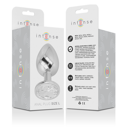INTENSO - PLUG ANALE IN ALLUMINIO E VETRO ARGENTATO TAGLIA L