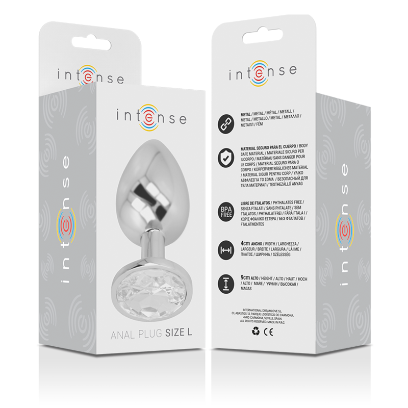 INTENSO - PLUG ANALE IN ALLUMINIO E VETRO ARGENTATO TAGLIA L