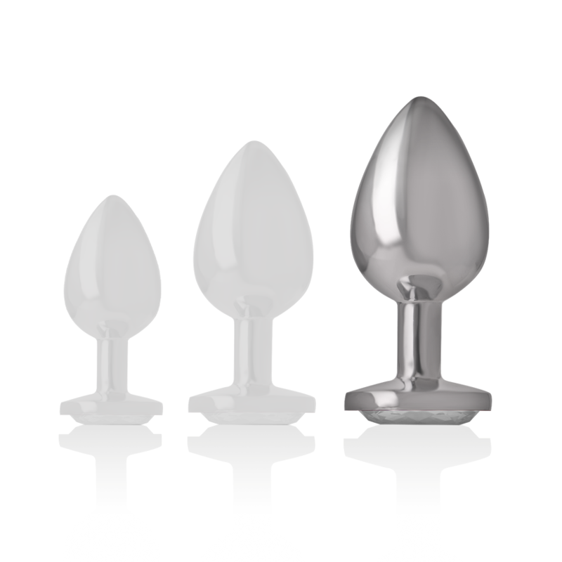 INTENSO - PLUG ANALE IN ALLUMINIO E VETRO ARGENTATO TAGLIA L