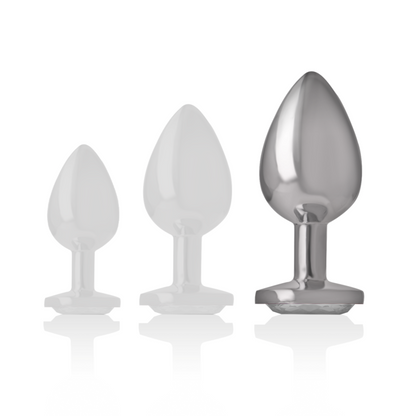 INTENSO - PLUG ANALE IN ALLUMINIO E VETRO ARGENTATO TAGLIA L