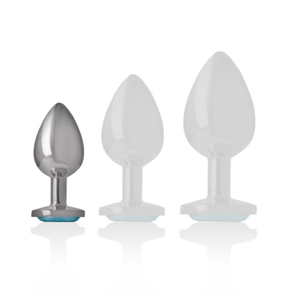 INTENSE - PLUG ANALE IN METALLO E ALLUMINIO CON VETRO BLU TAGLIA S