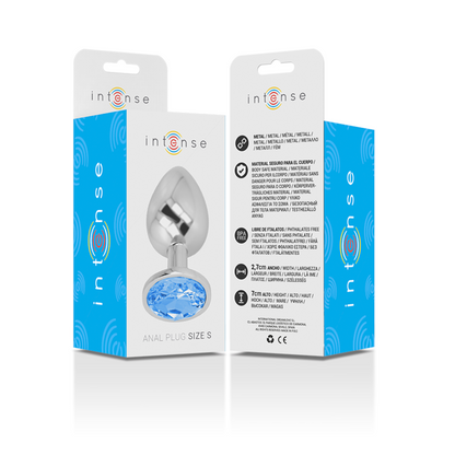 INTENSE - PLUG ANALE IN METALLO E ALLUMINIO CON VETRO BLU TAGLIA S