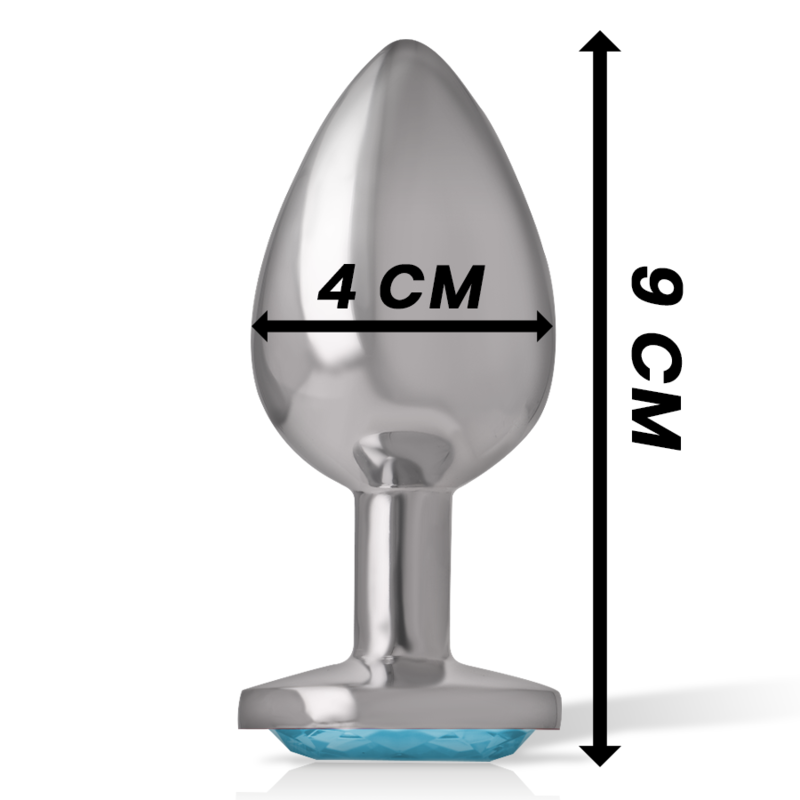 INTENSO - PLUG ANALE IN METALLO ALLUMINIO CON VETRO BLU TAGLIA L