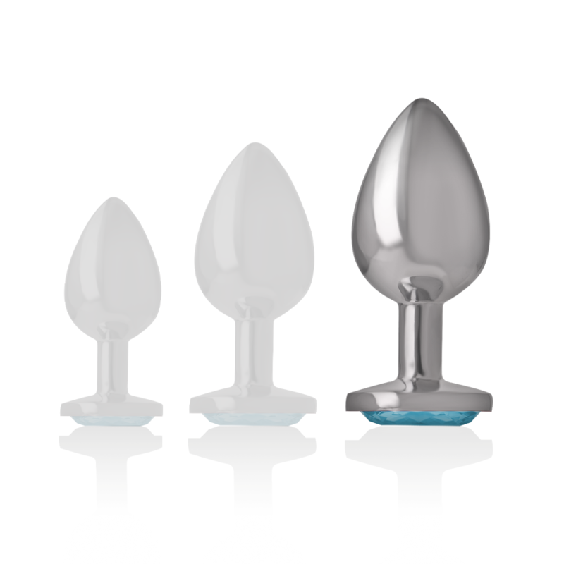 INTENSO - PLUG ANALE IN METALLO ALLUMINIO CON VETRO BLU TAGLIA L