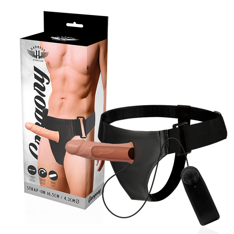 IMBRACATURA ATTRAZIONE - IMBRACATURA GREGORY HOLLOW CON VIBRATORE 16,5 CM -O- 4,3 CM
