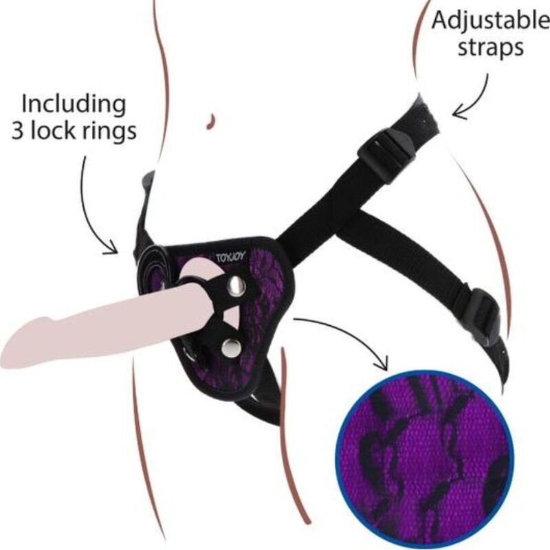 SII REALE - IMBRACATURA VIOLA CON PIZZO E STRAP-ON
