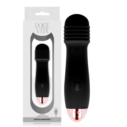 DOLCE VITA - VIBRATORE RICARICABILE TRE NERO 7 VELOCITÀ