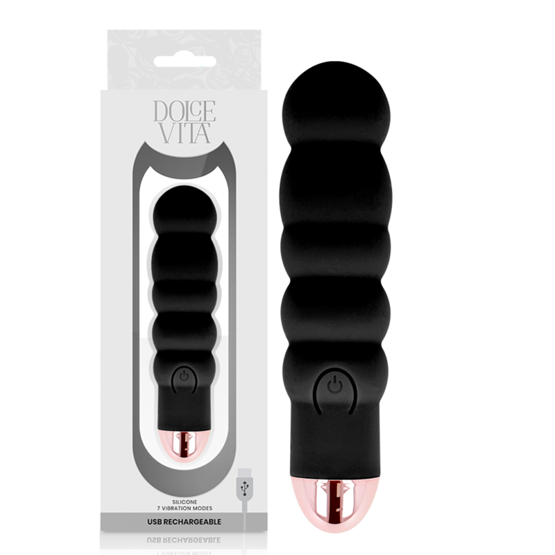 DOLCE VITA - SIX VIBRATORE RICARICABILE NERO 7 VELOCITÀ