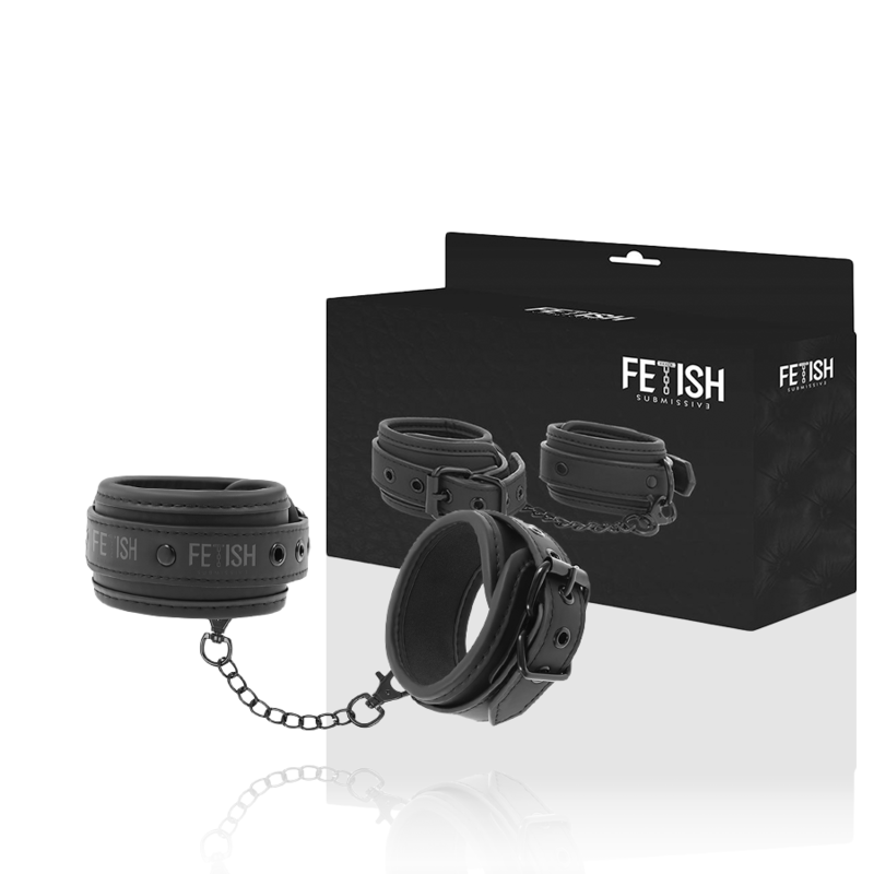 FETISH SUBMISSIVE - Manette per la caviglia in pelle vegana con fodera in Nonprene