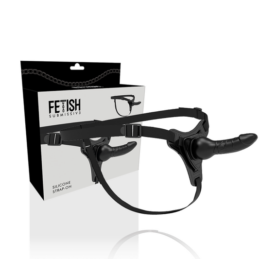 IMBRACATURA SOTTOMESSA FETISH - SILICONE NERO REALISTICO 16 CM