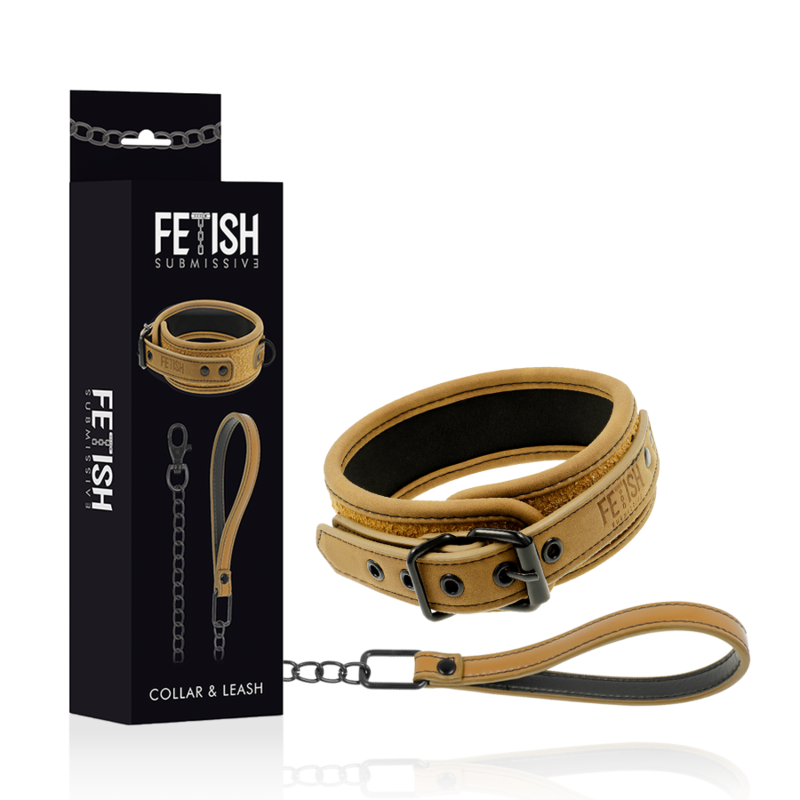 FETISH SUBMISSIVE ORIGIN - COLLANA CON CATENA RIVESTITA IN NEOPRENE