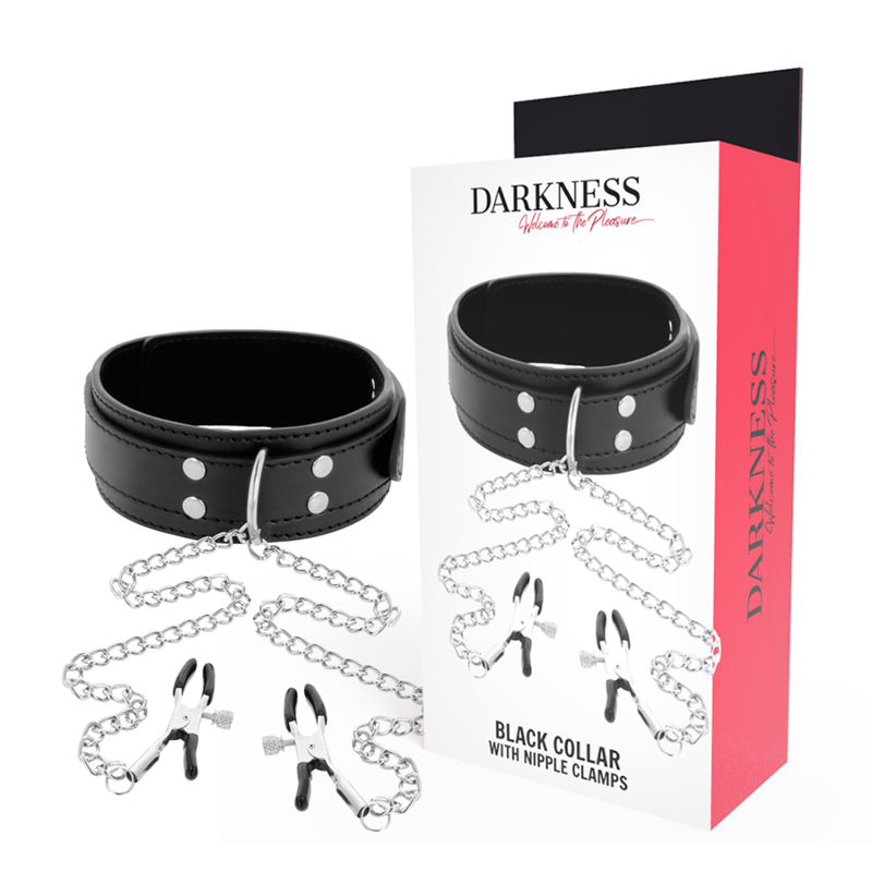 DARKNESS - COLLARE CON MORSETTO PER CAPEZZOLI NERO