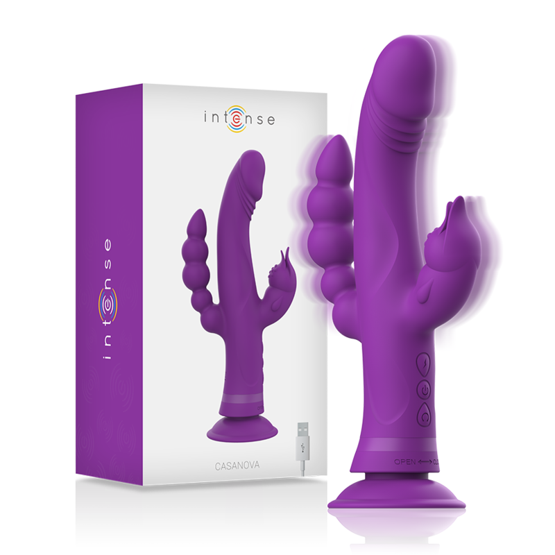 INTENSE - VIBRATORE CASANOVA RABBIT SILICONE TRIPLO MOTORE VIOLA