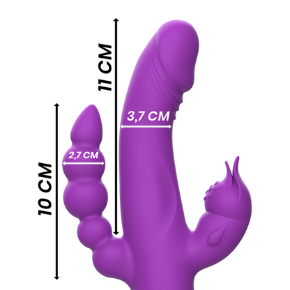 INTENSE - VIBRATORE CASANOVA RABBIT SILICONE TRIPLO MOTORE VIOLA