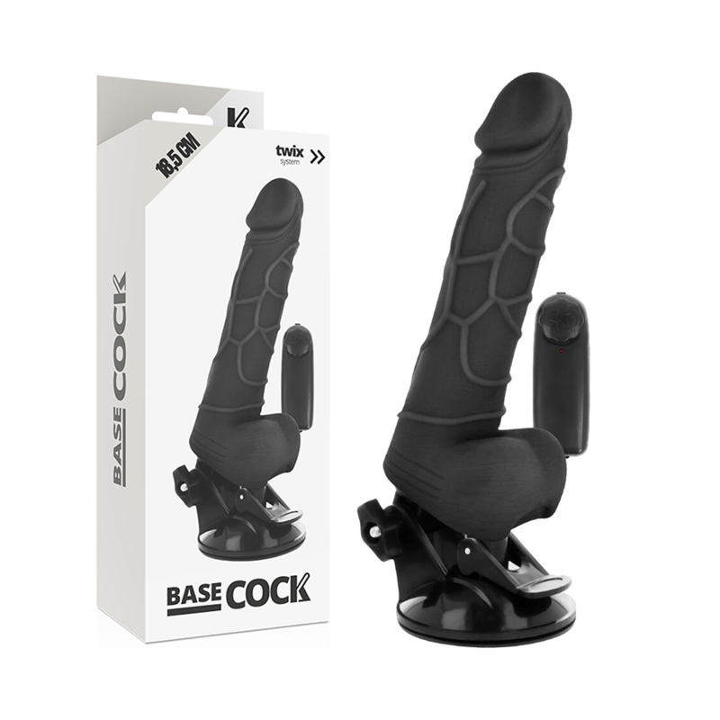 BASECOCK - VIBRATORE REALISTICO TELECOMANDO NERO 18,5 CM -O- 4CM