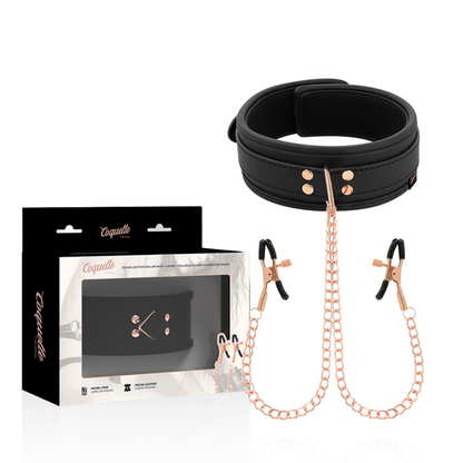 COQUETTE CHIC DESIRE - COLLARE FANTASIA CON MORSETTI PER CAPEZZOLI RIVESTITI IN NEOPRENE