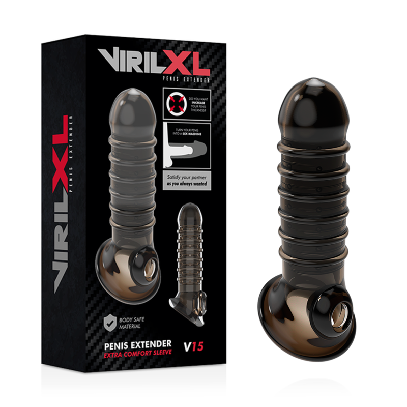 VIRILXL - ESTENSIONE E GUAINA PER PENE NERA V15