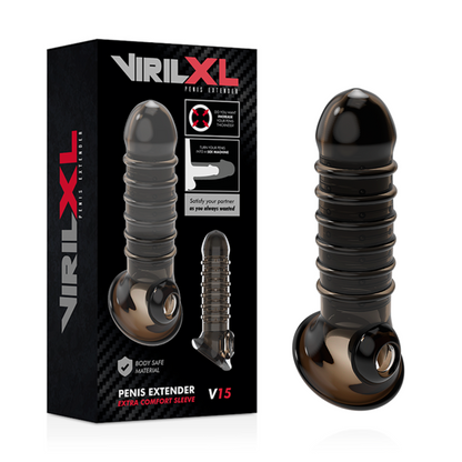 VIRILXL - ESTENSIONE E GUAINA PER PENE NERA V15