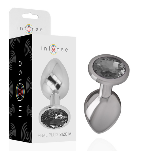 INTENSE - PLUG ANALE IN METALLO E ALLUMINIO CON VETRO NERO TAGLIA M