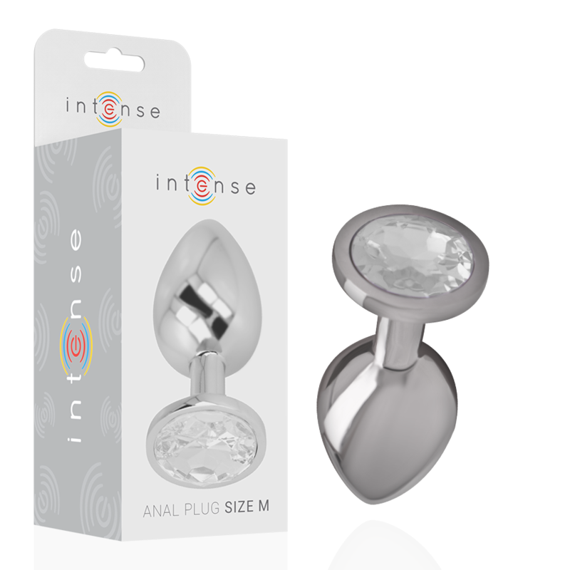 INTENSO - PLUG ANALE IN METALLO ALLUMINIO CON VETRO ARGENTATO TAGLIA M