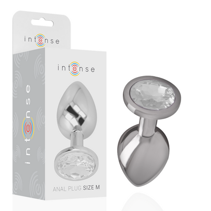 INTENSO - PLUG ANALE IN METALLO ALLUMINIO CON VETRO ARGENTATO TAGLIA M