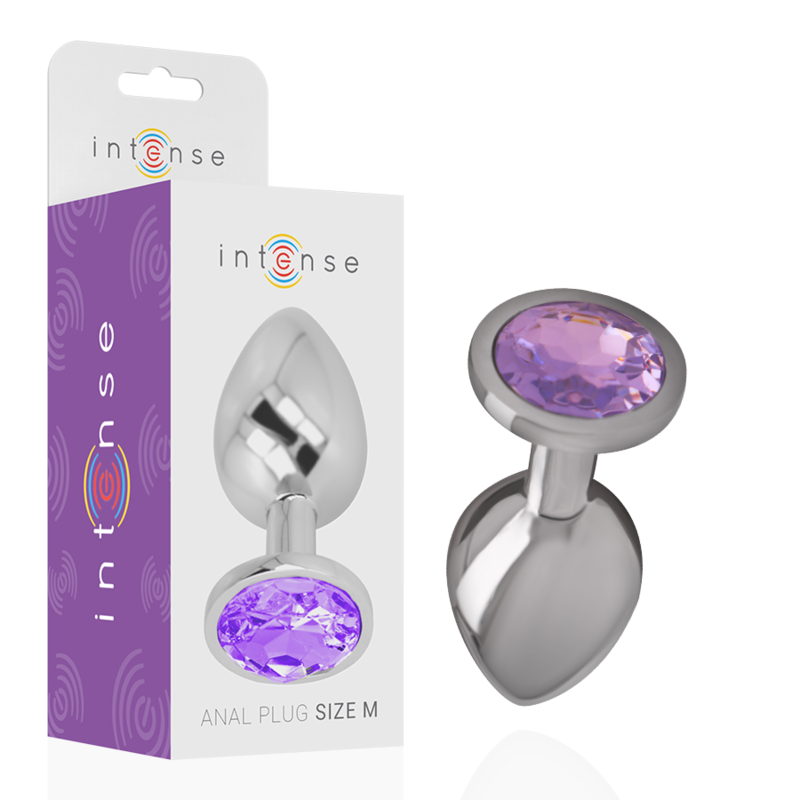INTENSO - PLUG ANALE IN METALLO ALLUMINIO CON VETRO VIOLA TAGLIA M