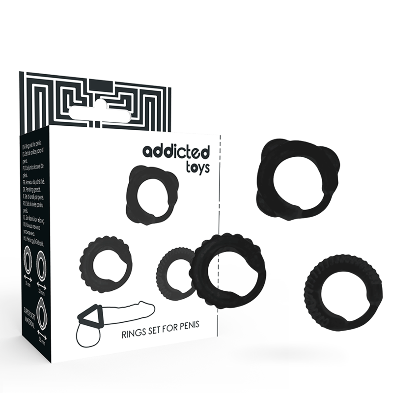 ADDICTED TOYS - SET DI 3 ANELLI PER PENE NERI