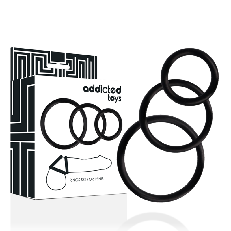 ADDICTED TOYS - SET DI ANELLI PER PENE NERI