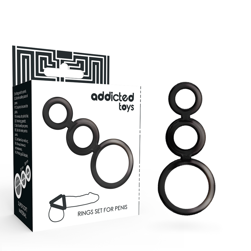 ADDICTED TOYS - SET DI ANELLI PER PENE E TESTICOLI - SMOKED