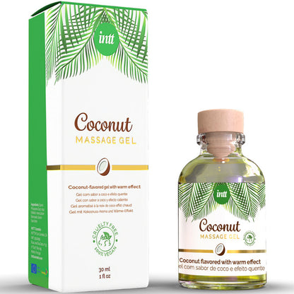INTT - Gel da massaggio vegano al gusto di cocco con effetto riscaldante