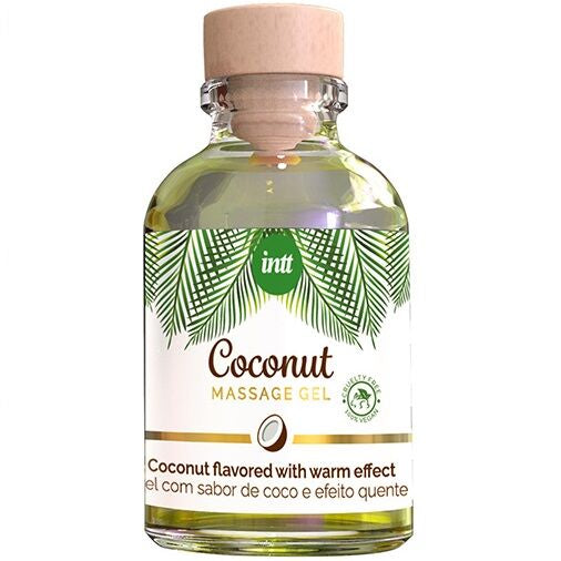 INTT - Gel da massaggio vegano al gusto di cocco con effetto riscaldante