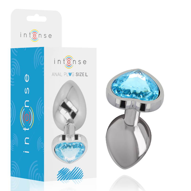 INTENSO - DIlatatore anale in metallo alluminio con cuore blu taglia L